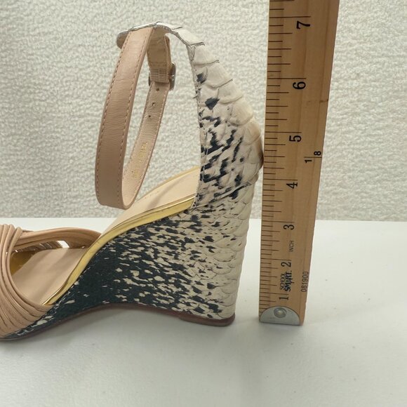 Loeffler Randall Anya Snake print wedge sandals black/ cream/Nude Size 10 - Picture 9 of 10